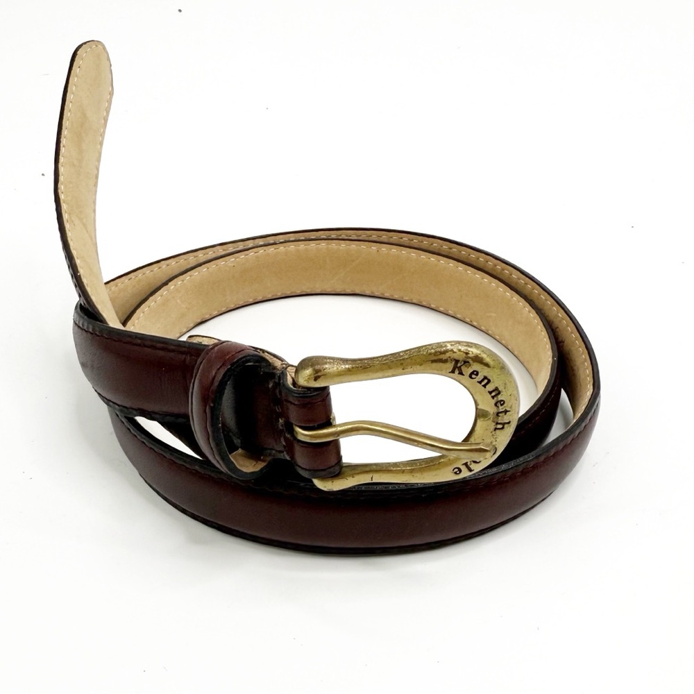 Kenneth Cole Brown Leather Belt with Brass Buckle